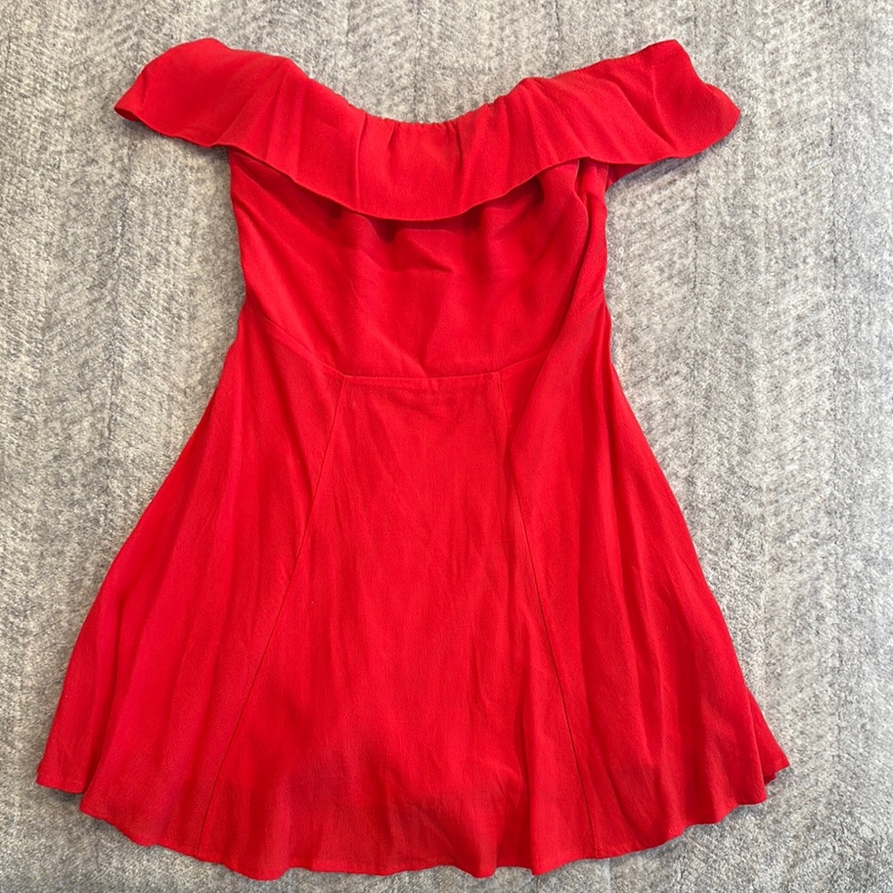 Lulu's Red Off-Shoulder Ruched Sundress